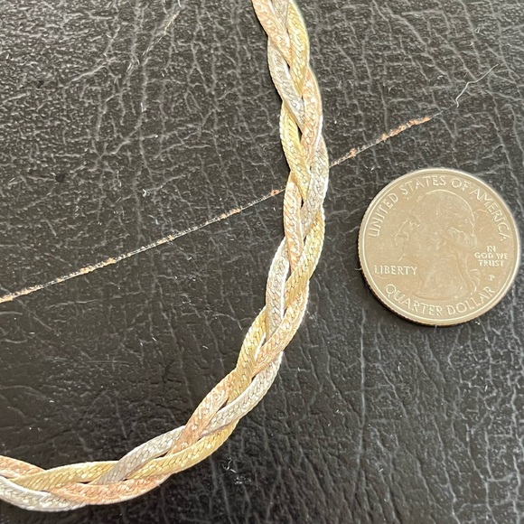 Sterling silver tri color twist Ross Simons necklace - Picture 4 of 5